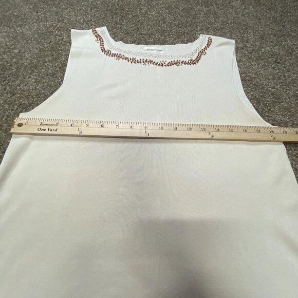 Coldwater Creek Beaded Neckline Tank Top Silk Blend Large Cream Sophisticated - Picture 9 of 12